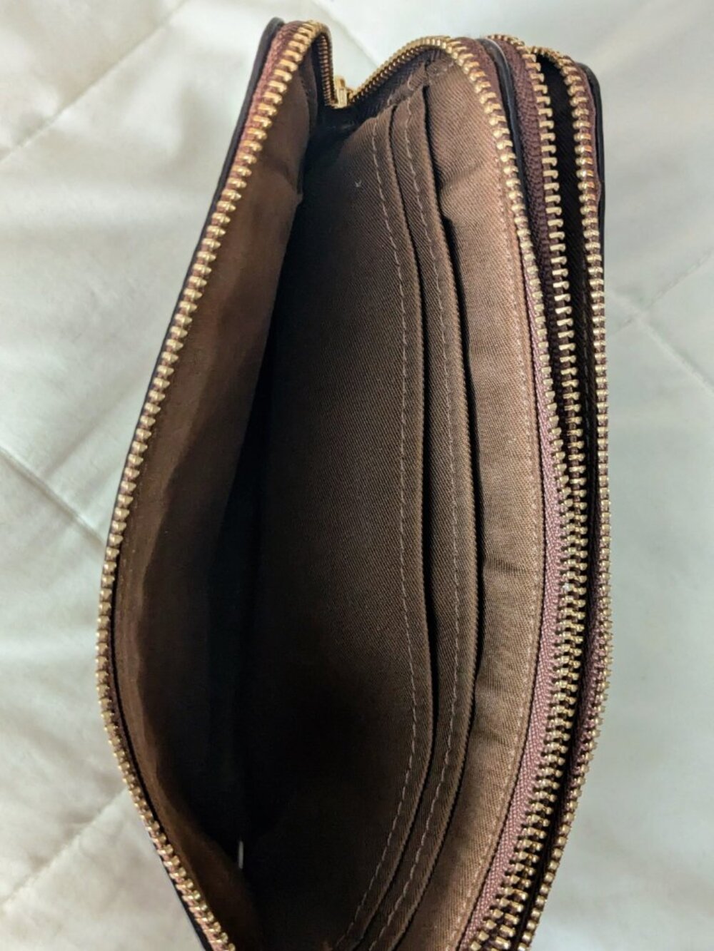 Coach Madison Double Corner Zip Wallet Wristlet in Saddle Brown 2 Style F87587 - Picture 6 of 8
